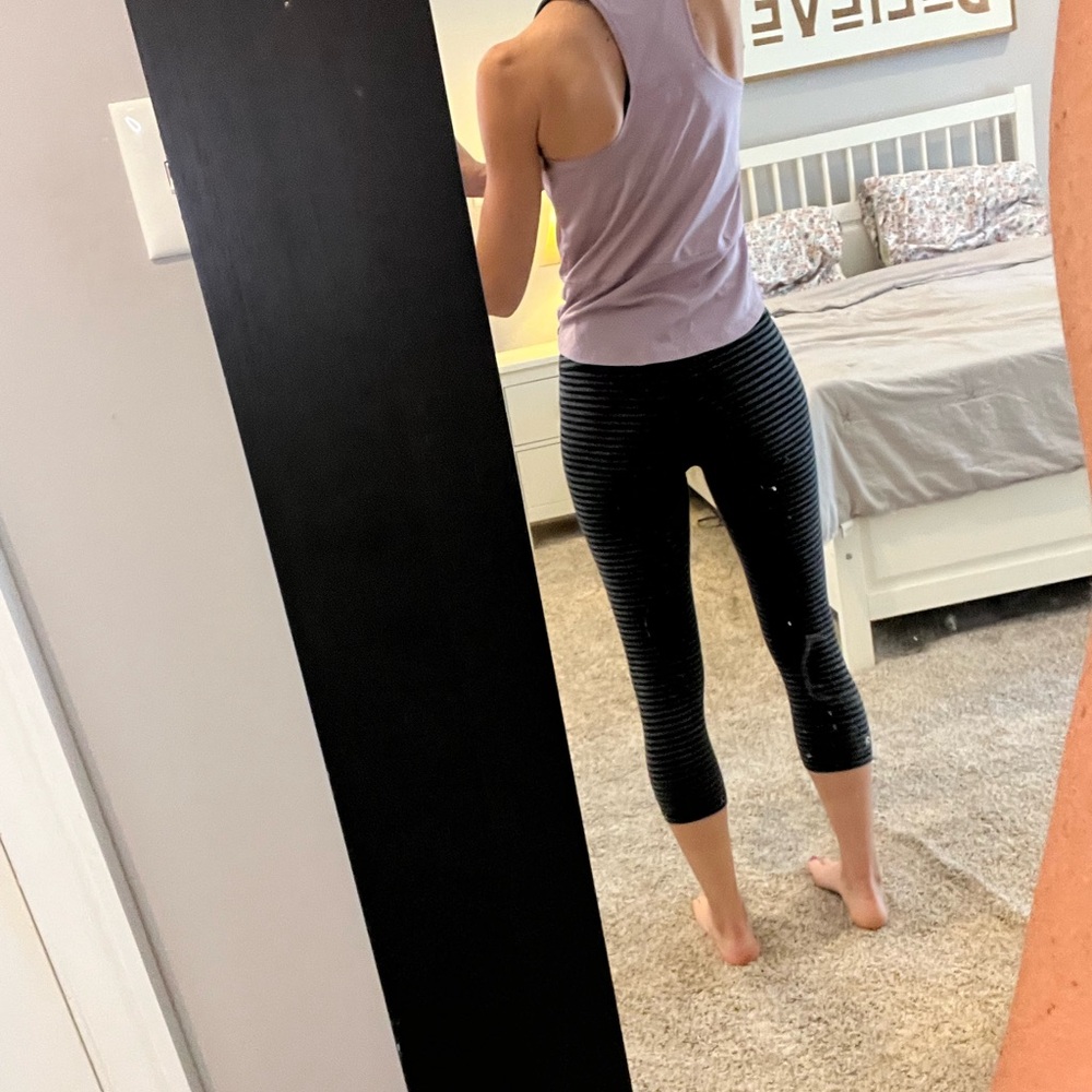 GAP Black and Gray Striped Performance Top